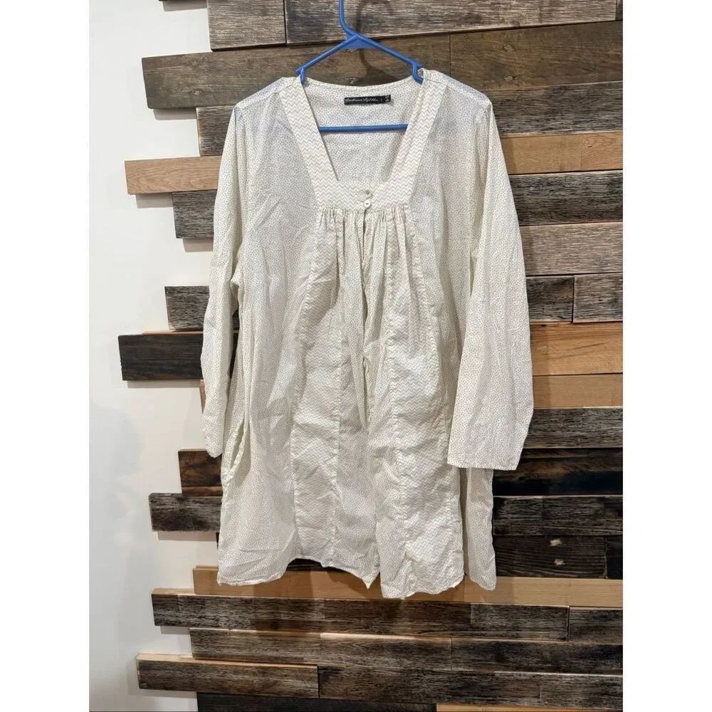 Gudrun Sjoden oversized boho lagenlook button front tunic blouse size L